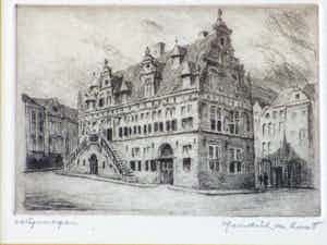 Hendrik de Laat - Stadhuis Nijmegen - Ets verkocht voor € 65!