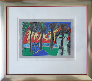 Corneille - Le Chat Bleu - Litho - 1998 - 83/200 - Ingelijst kopen? Bied vanaf 395!