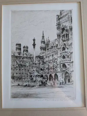Paul Geissler - Prof. Paul Geissler (1881-1965) – "München" – Handgesigneerde Ets kopen? Bied vanaf 40!
