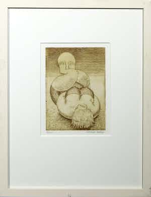Herman Gordijn - Ets, Z.T. Liggende vrouw - Ingelijst verkocht voor € 100!
