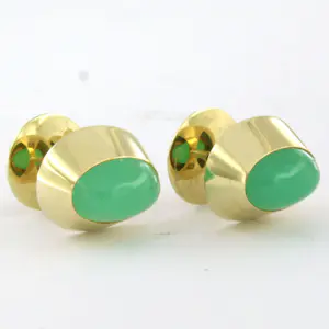 14k geel gouden oorknoppen bezet met chrysopraas – 5.7 gram kopen? Bied vanaf 410!