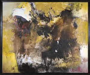Frans Nicolai - Gemengde techniek op doek, Provence met zwart - Ingelijst verkocht voor € 200!