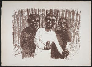 Niet of onleesbaar gesigneerd - Zeefdruk, Drie figuren kopen? Bied vanaf 1!