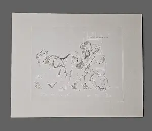 Theo Daamen - in 1988 gemaakt aquarel/inkt op papier "uitslover" met persoonlijke opdracht kopen? Bied vanaf 54!