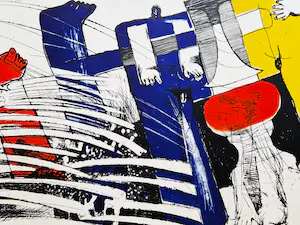 Hannes Postma - Grote kleuren Lithografie - Essay in Ballistics II- 1965 - handgesigneerd kopen? Bied vanaf 35!