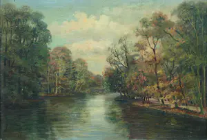 Niet of onleesbaar gesigneerd - Mogelijk Maurits van den Kerkhoff (1830-1908) - Olieverf op doek , Bosgezicht kopen? Bied vanaf 1!