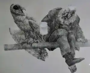 Peter Vos - De uil en de oude man verkocht voor € 175!
