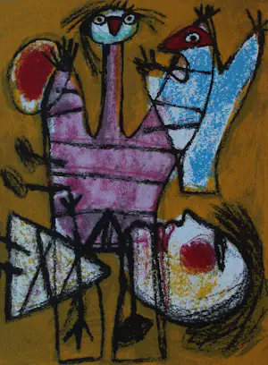 Corneille - Litho: Compositie met figuren - 1994 kopen? Bied vanaf 225!