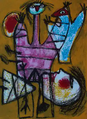Corneille - Litho: Compositie met figuren - 1994 kopen? Bied vanaf 225!