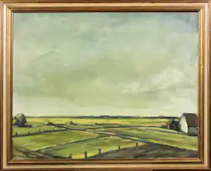 Pieter de Bodt - Olieverf op doek, Landschap - Ingelijst verkocht voor € 100!