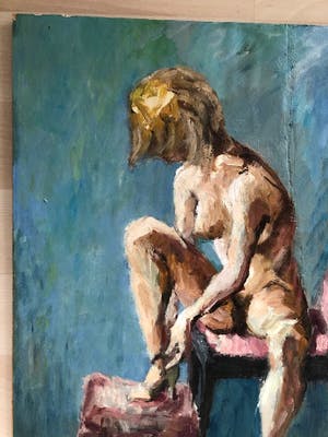 Niet of onleesbaar gesigneerd - zittend naakt op stoel kopen? Bied vanaf 1!
