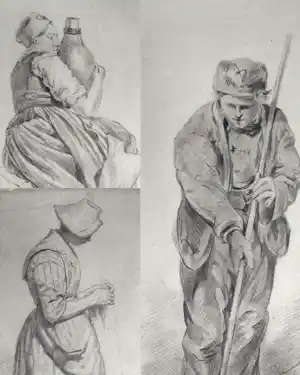 Reinier Evert Johannes Roeterink - Drie figuurstudies in potlood, één gesigneerd en gedateerd kopen? Bied vanaf 75!