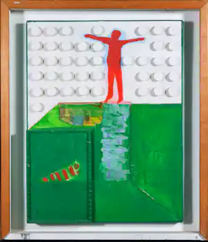 Jan Martens - Assemblage / collage in gemengde techniek, Verrijzenis I - Ingelijst verkocht voor € 120!