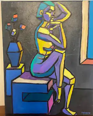 Laurent Chimento - Portrait cubiste de femme nue kopen? Bied vanaf 420!