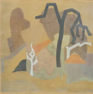 Harry van Kruiningen - Litho, Abstracte voorstelling van drie bomen kopen? Bied vanaf 80!