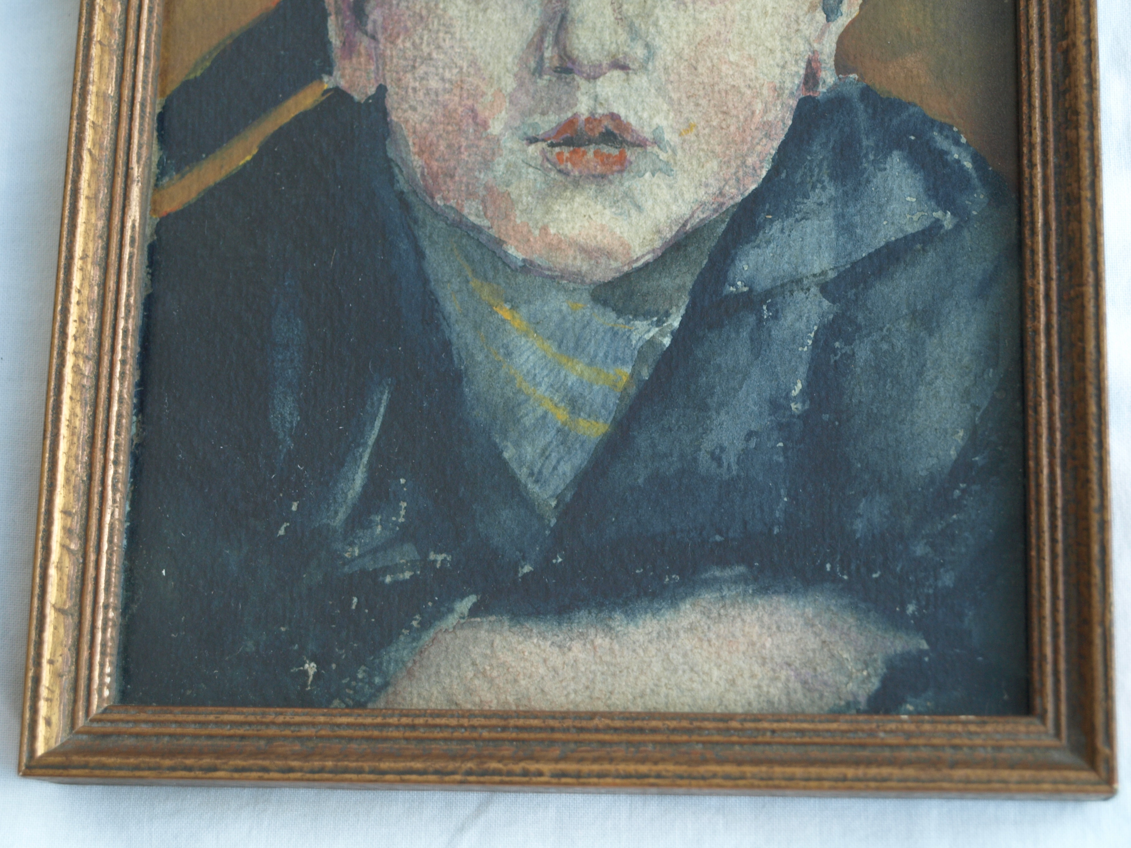 Niet of onleesbaar gesigneerd - Aquarel – Portret jongetje met pet – gesigneerd & ingelijst  kopen? Bied vanaf 1!