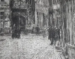 Gerrit Haverkamp - Antwerpen: Veemarkt met de St Pauluskerk - ets uit 1912 - fraai ingelijst kopen? Bied vanaf 65!