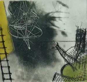 Constant - handgesigneerde droge-naald ets | 'Robot-kleur' | 1970 (INGELIJST) verkocht voor € 428!