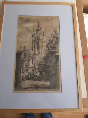 Willem Gerard Hofker - Ets, Prinsenhof en Oude Kerk te Delft kopen? Bied vanaf 35!