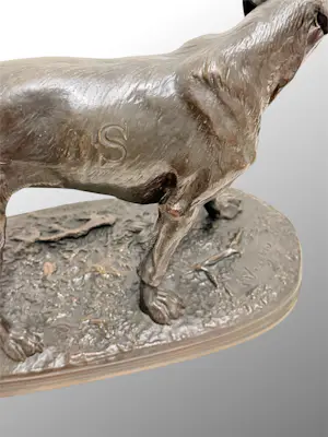 Arthur Waagen - (1833-1898) - Sculpture, Le Chien Vampire - 31 cm - Bronze patiné kopen? Bied vanaf 700!