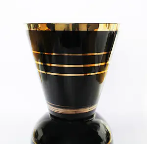 Glasfabriek De Rupel Boom - glazen hyaliet vaas met gouden banden kopen? Bied vanaf 30!