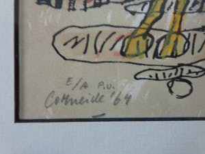 Corneille - COBRA / ZW-W LITHO + AQUAREL / 26x32cm / KADER / SIG / 64 / ZELDZAAM kopen? Bied vanaf 400!