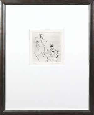 Constant - Ets en aquatint, Zangeres bij pianist - Ingelijst verkocht voor € 280!