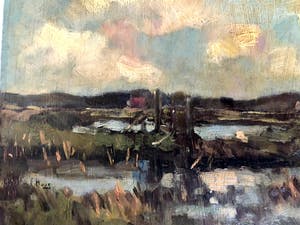 Frans Hoos - Polderlandschap - Olieverf op Paneel kopen? Bied vanaf 80!