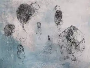 Dirkje Kuik - Kinderen van de bewaarschool in de Keukenstraat, inkttekening kopen? Bied vanaf 150!