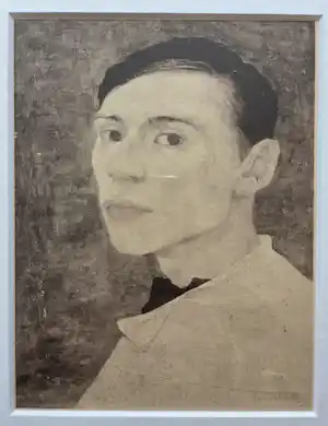 Jan Mankes - Zelfportret kunstenaar. Ingelijst. verkocht voor € 30!