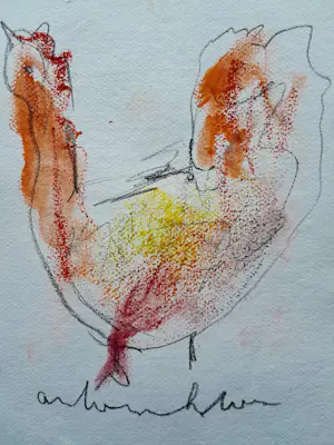 Anton Heyboer - Kip - Gemengde techniek- Jaren 90 - 30 x 22 cm kopen? Bied vanaf 175!
