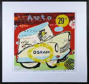Jacob Herskind - Zeefdruk, Osram - Ingelijst verkocht voor € 40!