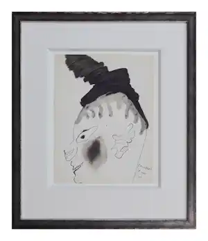 Lucebert - Ingelijste inkttekening: hoofddeksel - 1964 (nette lijst met museumglas!) kopen? Bied vanaf 899!