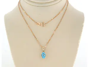 14k rood gouden collier met hanger bezet met topaz 1.00 ct - 45 cm kopen? Bied vanaf 135!