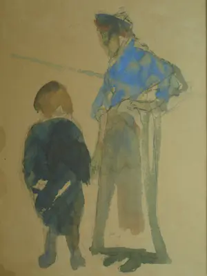 Maarten Jungmann - Ingelijste aquarel , Twee figuren.... kopen? Bied vanaf 50!