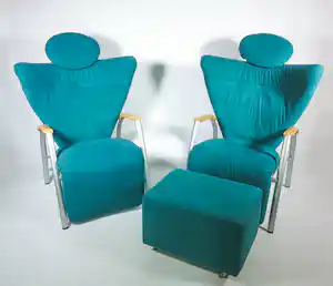 Bonaldo - Lot van twee 'Skipper' design fauteuils (+ hocker) verkocht voor € 300!