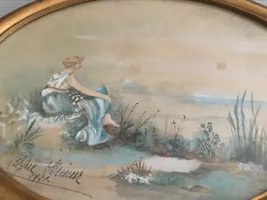 Niet of onleesbaar gesigneerd - Heel mooi romantische werkje in lijst , gesigneerd kopen? Bied vanaf 1!