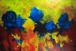 Carolina Paulussen - Acryl op doek, Rozen (Zeer groot) verkocht voor € 250!