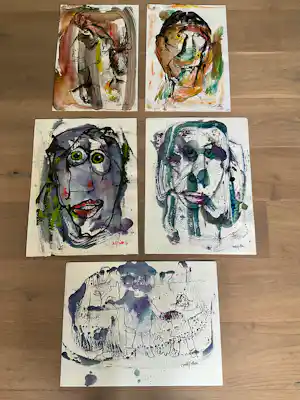 Rudi Pillen - Acryl op papier kopen? Bied vanaf 200!