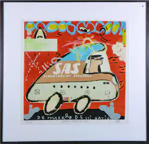 Jacob Herskind - Zeefdruk, SAS - Ingelijst verkocht voor € 40!