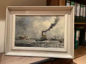 Marius de Jongere - Havengezicht met 3 schepen verkocht voor € 1250!