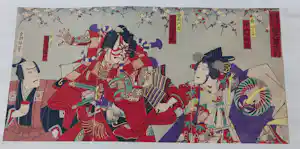 Kunisada Utagawa - Houtdruk - Triptiek - Samurai verkocht voor € 50!