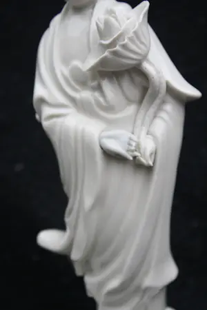 Niet of onleesbaar gesigneerd - Paar Chinese Blanc de Chine Porseleinen Guanyin Kwan Yin Beeldjes Begin 20thC kopen? Bied vanaf 1!