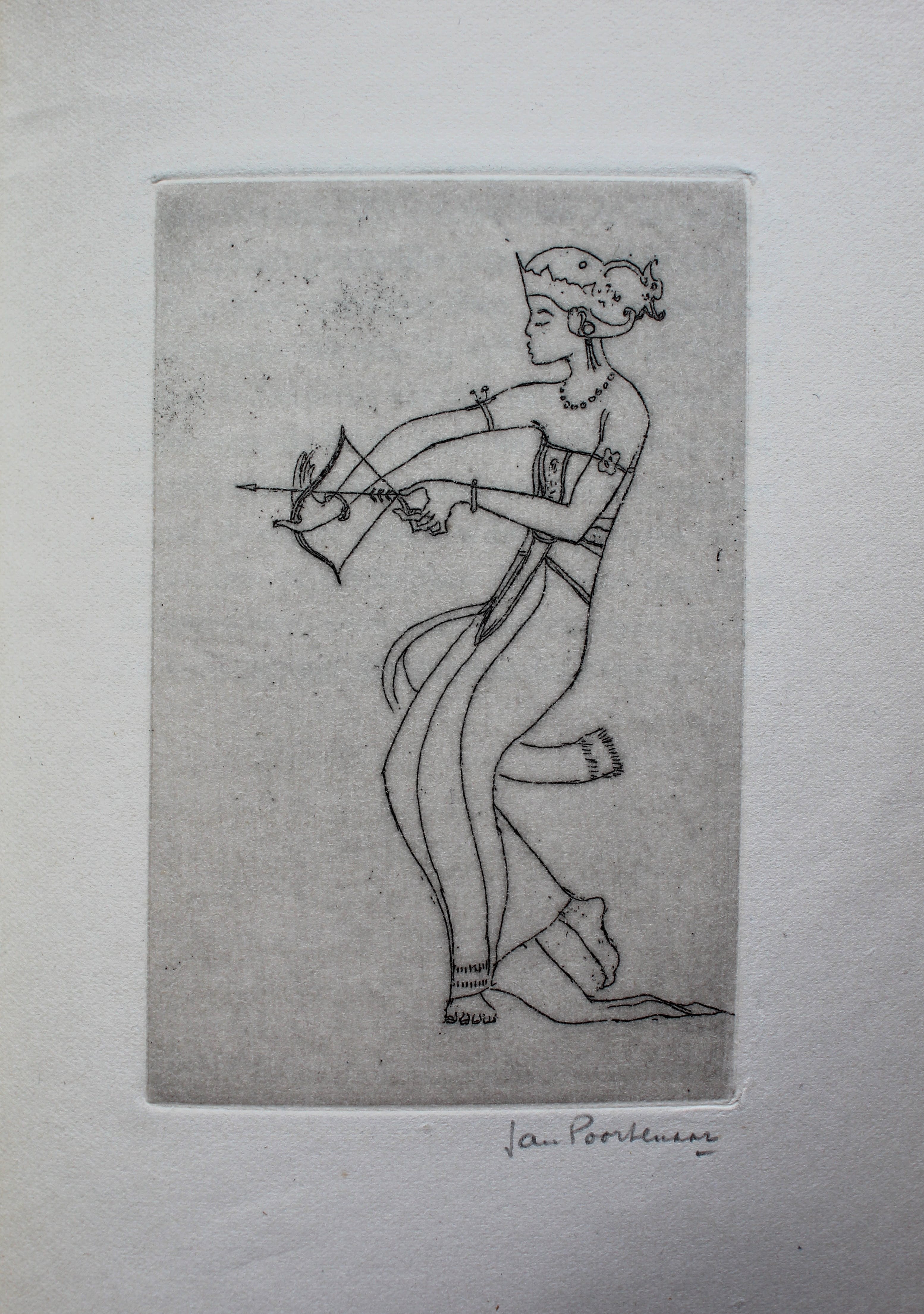 Jan Poortenaar - ets: Javaansche Hofdanseres - 1929 verkocht voor € 45!