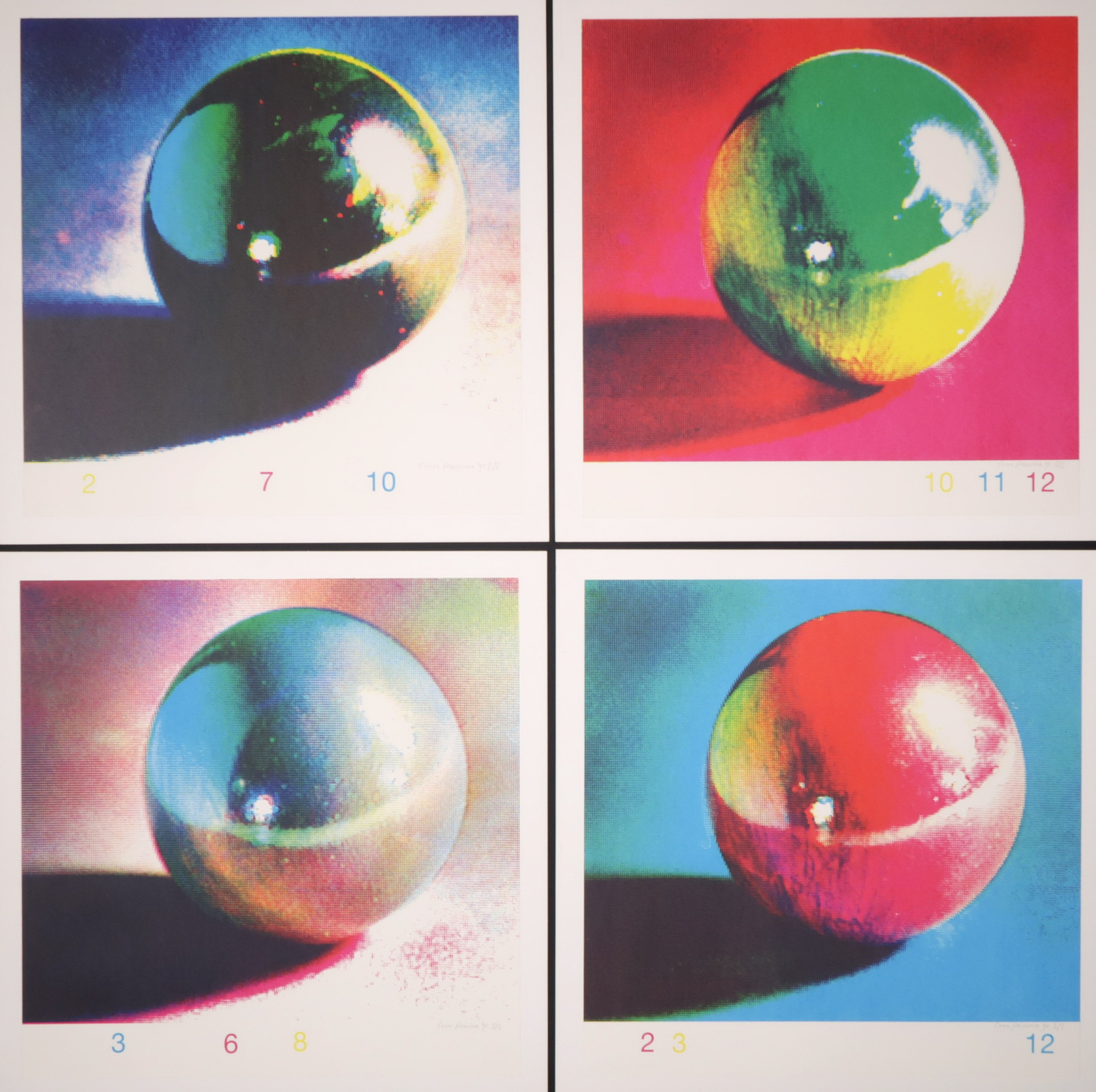 Coen Pausma - Lot van 4 zeefdrukken, Pingpongbal verkocht voor € 40!