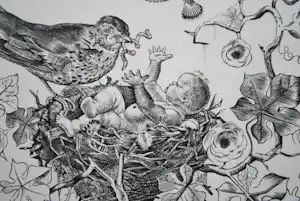 Wim Zwiers - Geboortekaart Zwiers' zoon - kopergravure 1947 verkocht voor € 30!