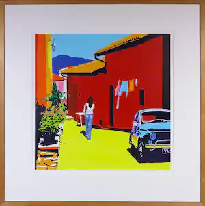 Marco Kooiman - Zeefdruk, La Cinquecento - Ingelijst verkocht voor € 90!