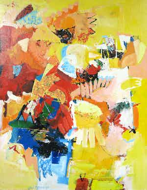 Theo den Boon - Acryl op doek, Z.T. Nr. 699 - Ingelijst (Groot) verkocht voor € 120!