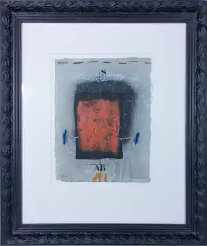 James Coignard - Carborundum op geschept papier, Red - Ingelijst verkocht voor € 140!