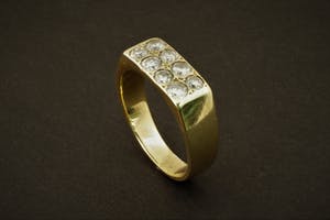 Diamanten geelgouden pavé herenring - 8 stenen tot. ca. 1.40ct - 14k geelgoud kopen? Bied vanaf 460!